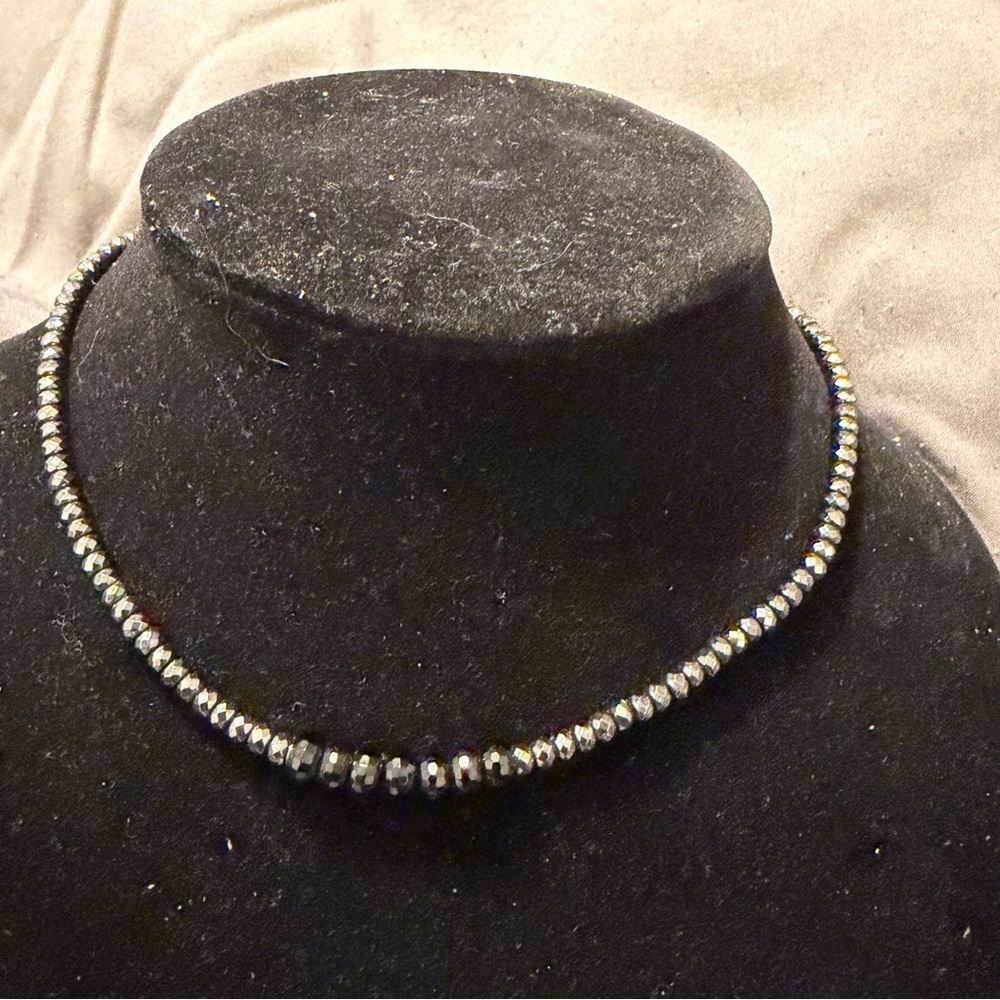 Genuine Hematite Faceted Bead Choker Necklace – Healing Stone - Picture 2 of 7